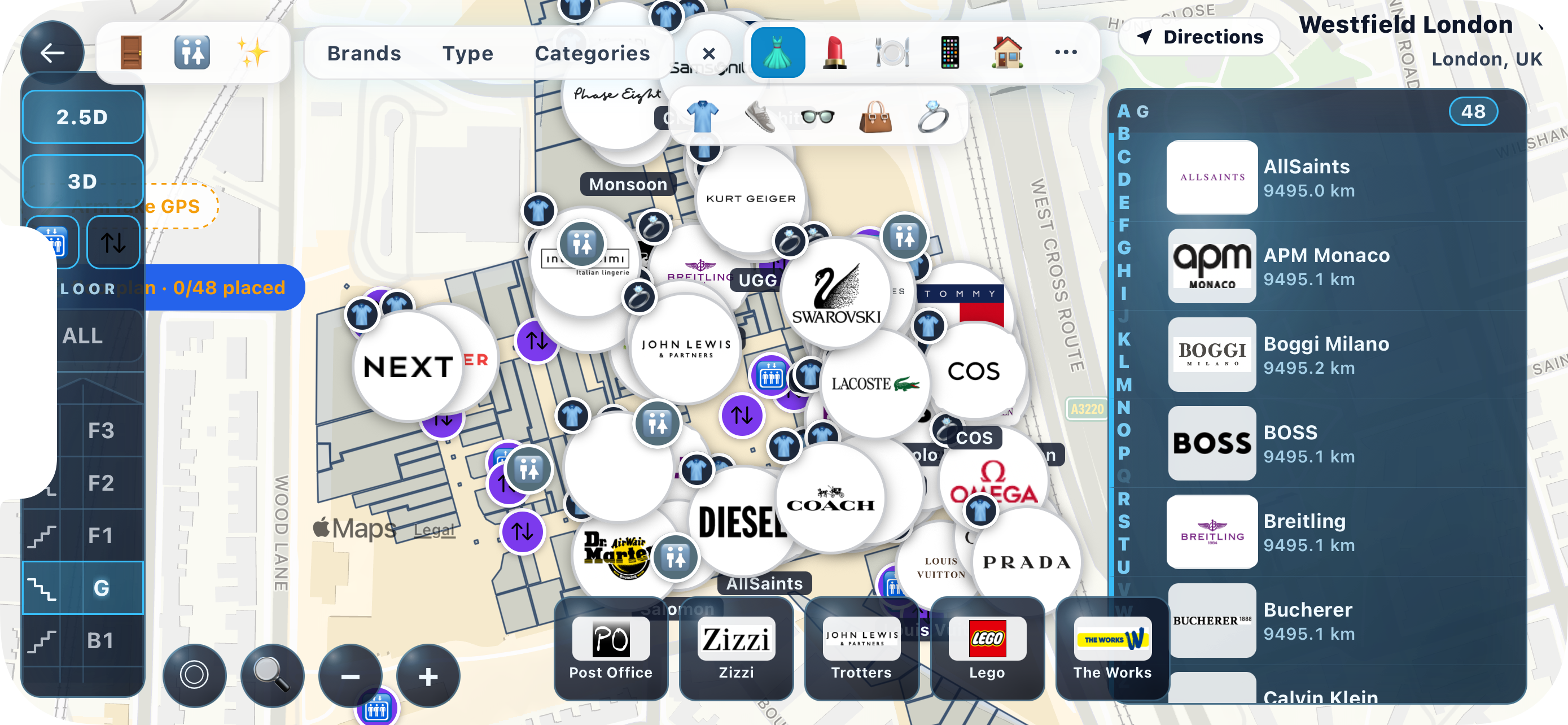 Nventori fullscreen landscape mall floorplan with shop footprints